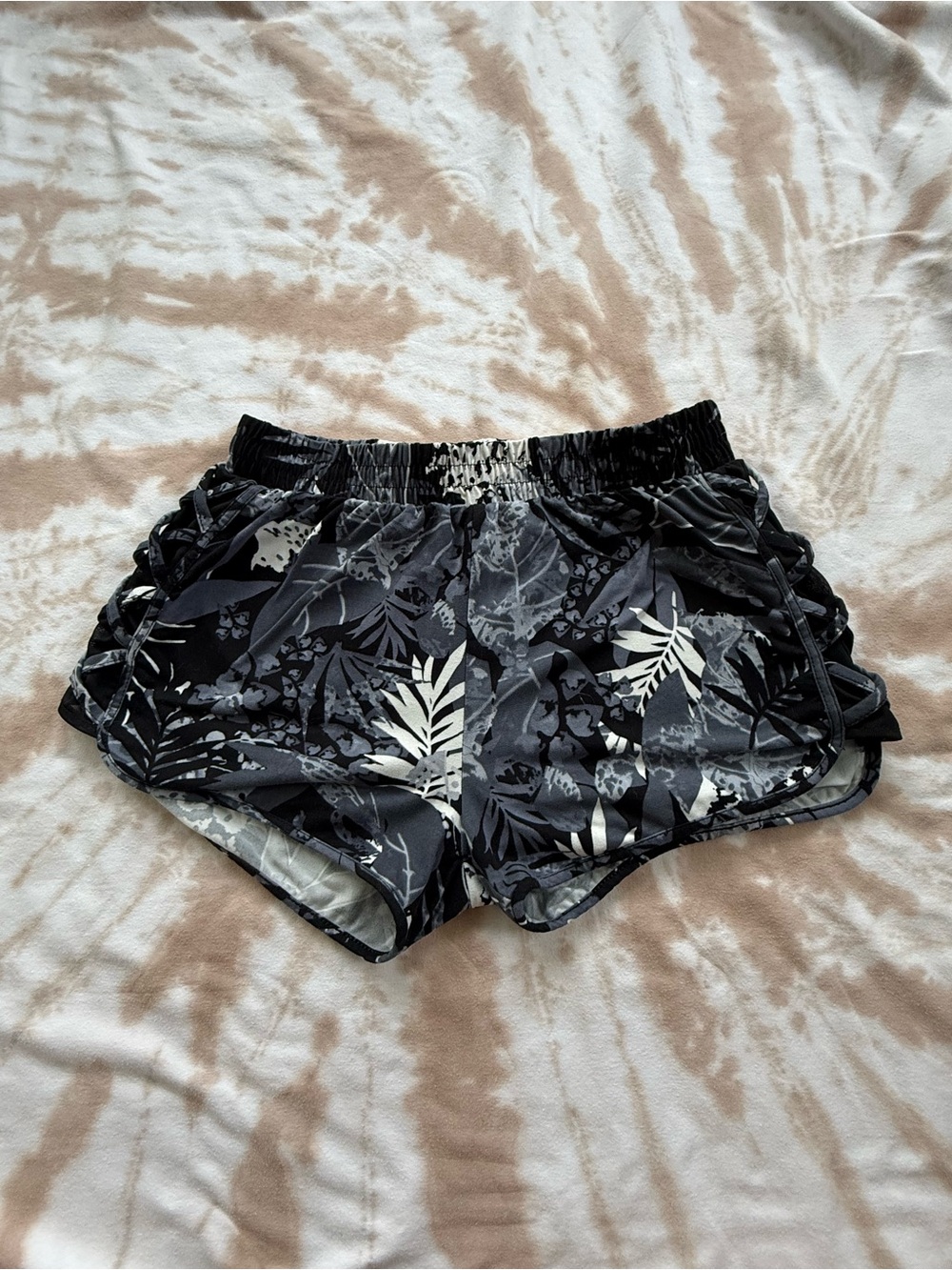 shosho Blue & Gray Floral Athletic Shorts